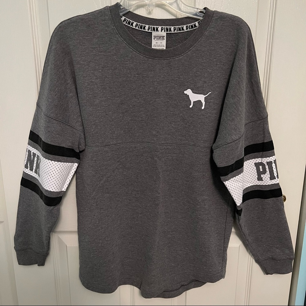 Pink by Victoria’s Secret grey oversized varsity crew sweatshirt